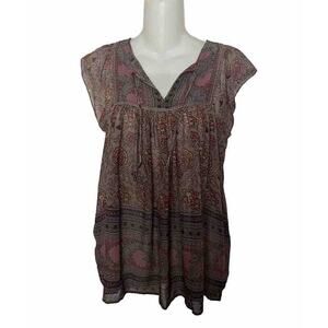 Ulla Johnson Women’s Sz 0 Multicolor Flutter Sleeve Floral Silk Top